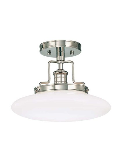 Beacon 12 inch Semi-Flush Ceiling Light in Polished Nickel.